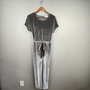 PIPER & SCOOT Bianca Velvet‎ Luxe Jumpsuit Gray Womens Size M Effortless Chic